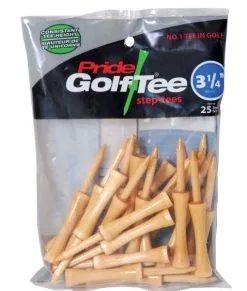 PRIDE SPORTS STEP DOWN GOLF TEES 3 1/4'' 25 PACK NATURAL